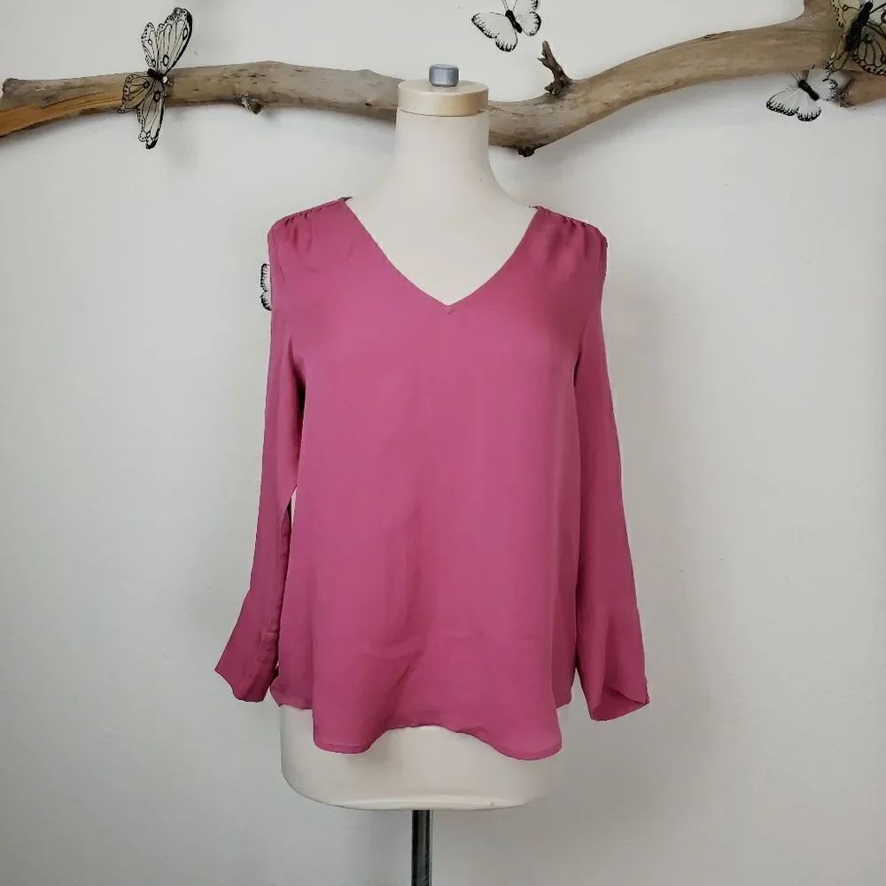 Joie dark pink silk shirt cloth covered buttons